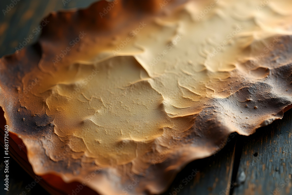 Obraz premium Intricate Textures of Scorched Paper, A Close-Up View Revealing Patches of Brown and Beige with Subtle Depth and a Distinctly Aged Look that Appeals to Historical Themes