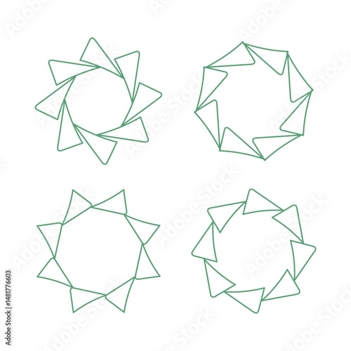 Aesthetic circle line art decoration isolated.