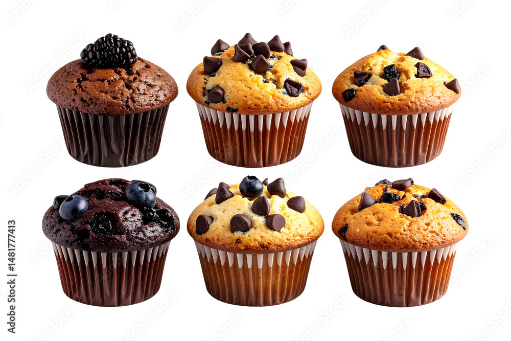 A set of Muffins isolated on a transparent background A set of Muffins isolated on a transparent background