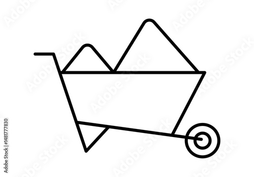 Icono negro de carretilla con tierra
