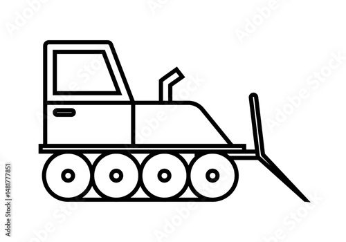 Icono negro de bulldozer en fondo blanco