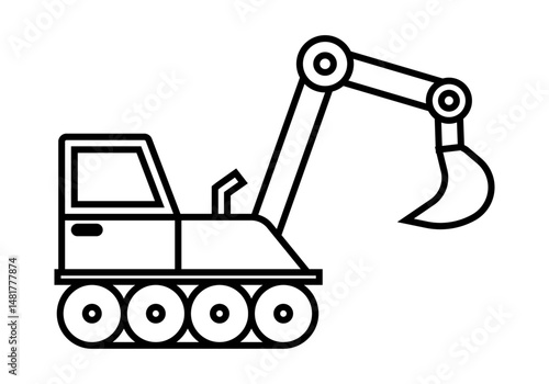 Icono negro de excavadora en fondo blanca