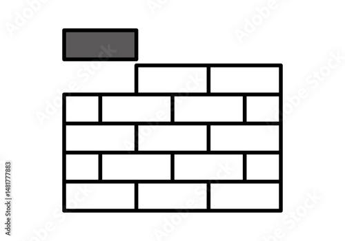 Icono negro de muro de ladrillos representnado construcción