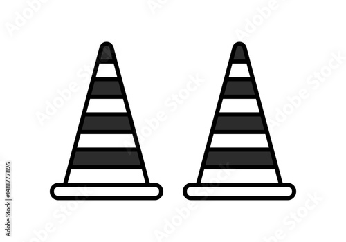 Icono negro de cono de tráfico en fondo blanco