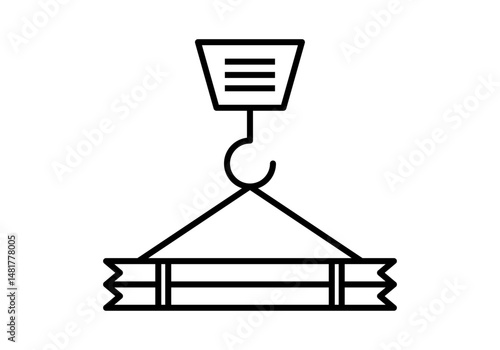 Icono negro de gancho de grúa sujetando pilare