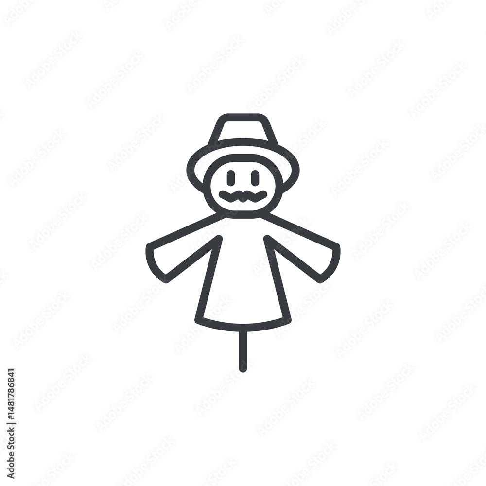 Fototapeta premium Scarecrow figure line icon