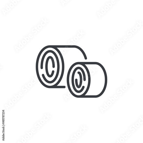 Rolled hay bale line icon