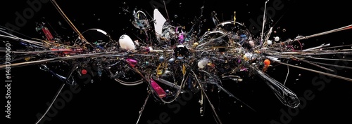 Abstract explosion of fragmented objects