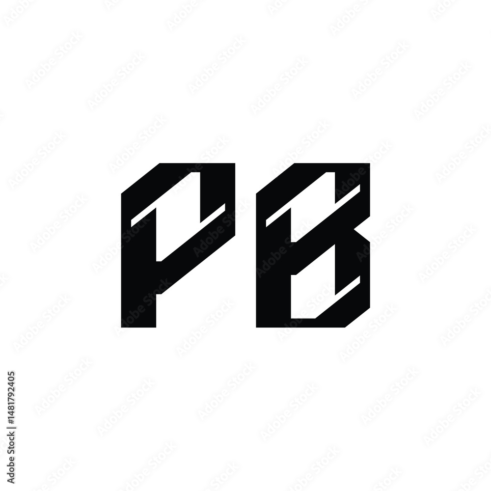 Fototapeta premium PB monogram logo design letter text name symbol monochrome logotype alphabet character simple logo