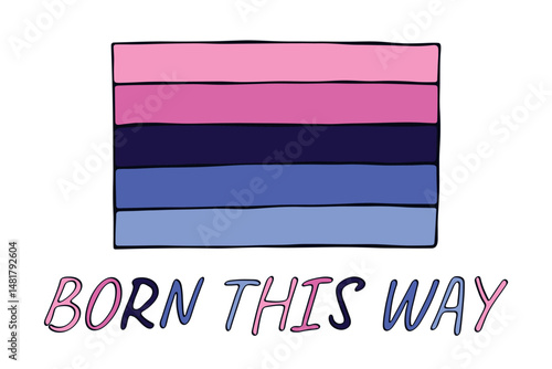 Colorful Omnisexual pride flag Happy pride day LGBTQ community Pride Month Vector hand drawn doodle for posters, stickers, logo, cards