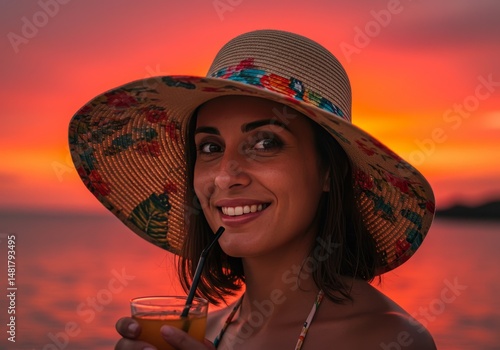 Photo of Woman with Straw H...