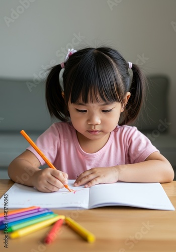 Photo of Young Girl Drawing...