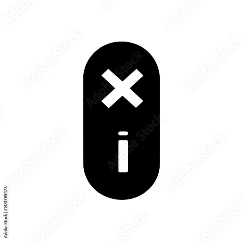 Vertical USB drive with X icon in oval shape, representing digital storage issue or device denial