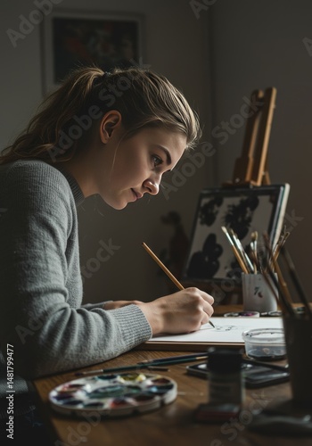 Photo of Young Woman Drawin...
