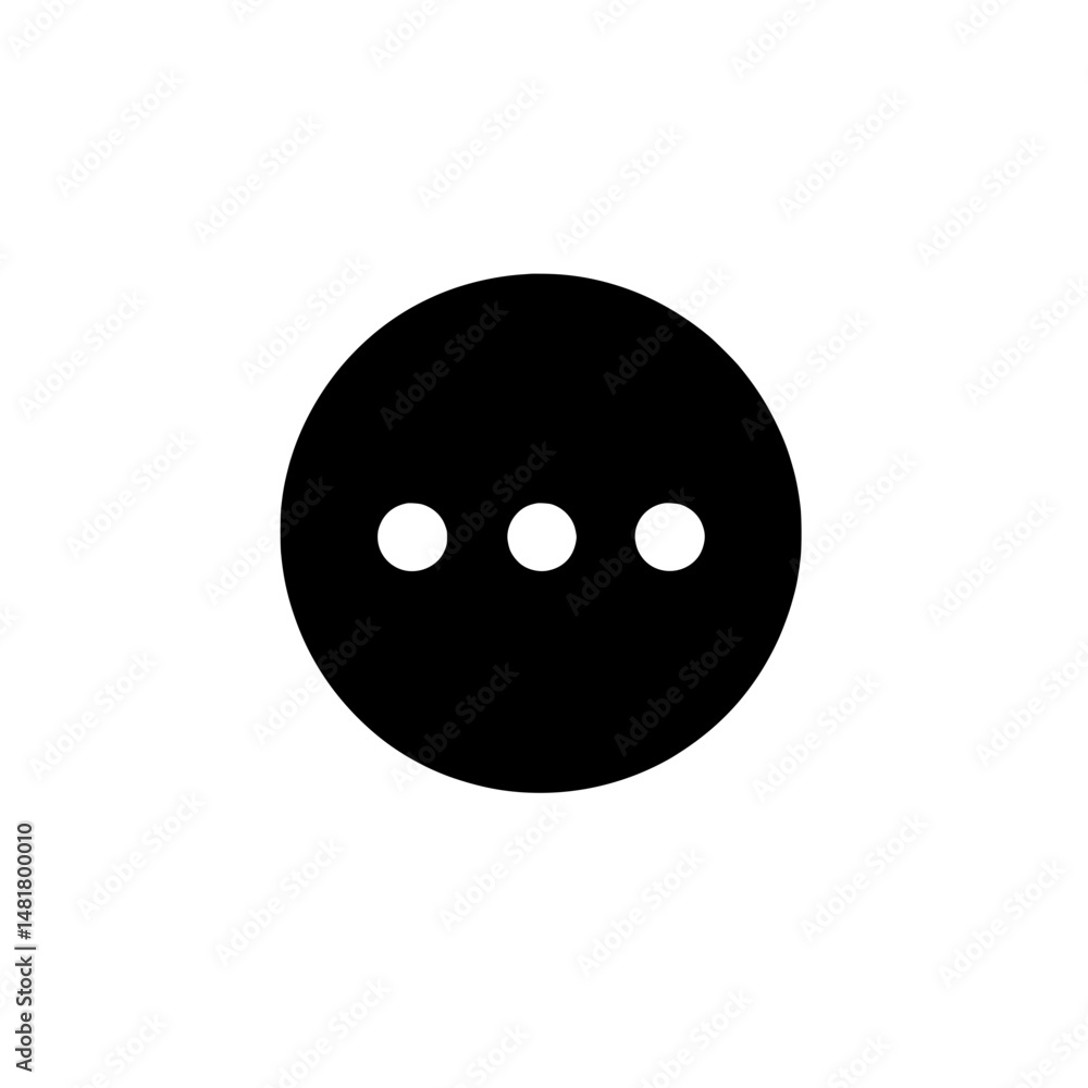 Fototapeta premium Circular button icon with three evenly spaced holes used in clothing, tailoring visuals, or interface symbolism