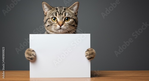 Photo of Cat Holding Blank ...