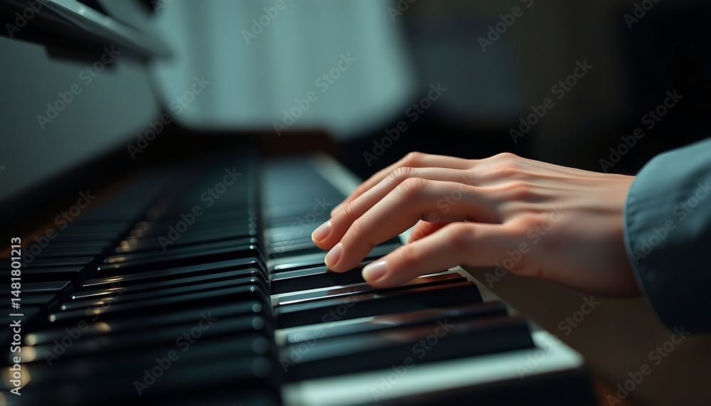 Obraz premium close up of a person playing a piano