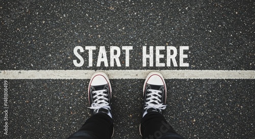 Photo Starting Line New Beginning Journey Start Here