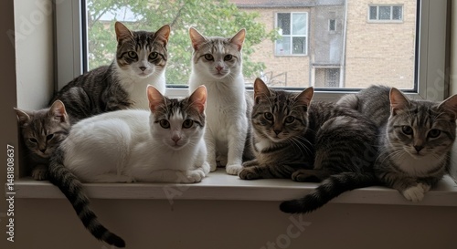 Photo of Five Cats Sitting ...