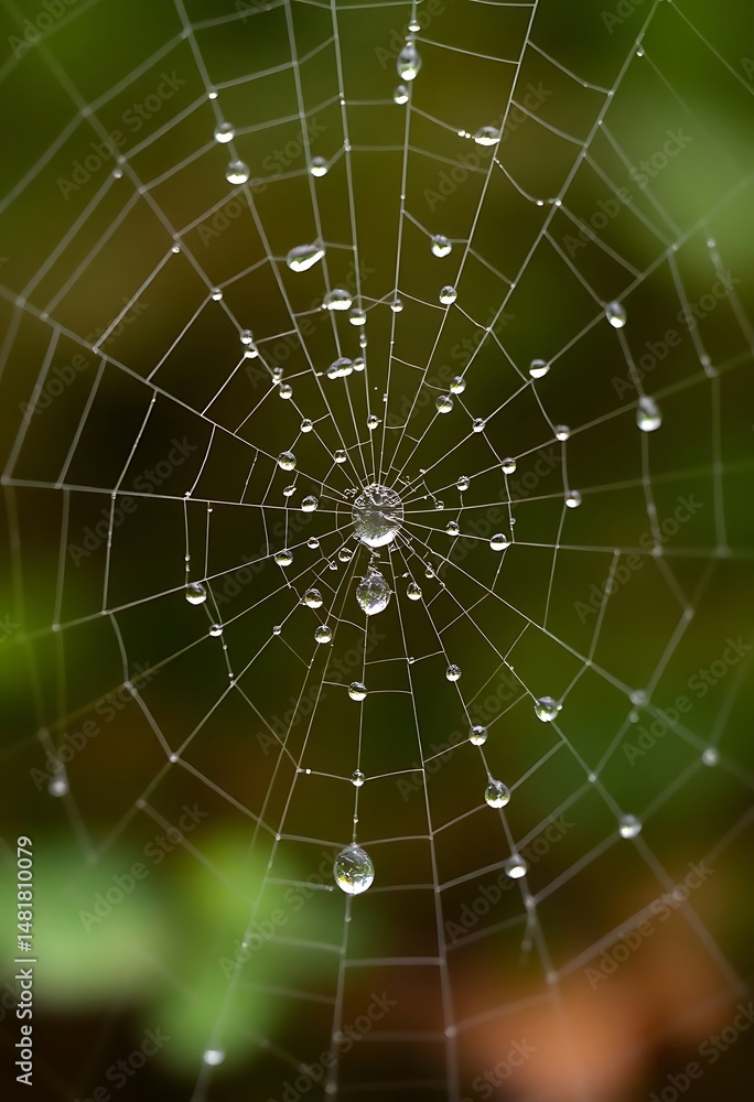 Fototapeta premium spider web with drops of water on it