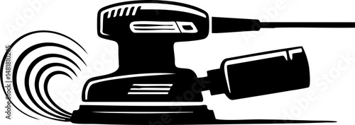 Orbital Sander Icon in Black and White