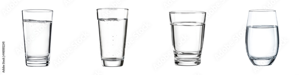 custom made wallpaper toronto digitalClear, refreshing water in various glass styles, capturing vibrant bubbles and reflections, ideal for promoting hydration, wellness, or beverage use in lifestyle imagery