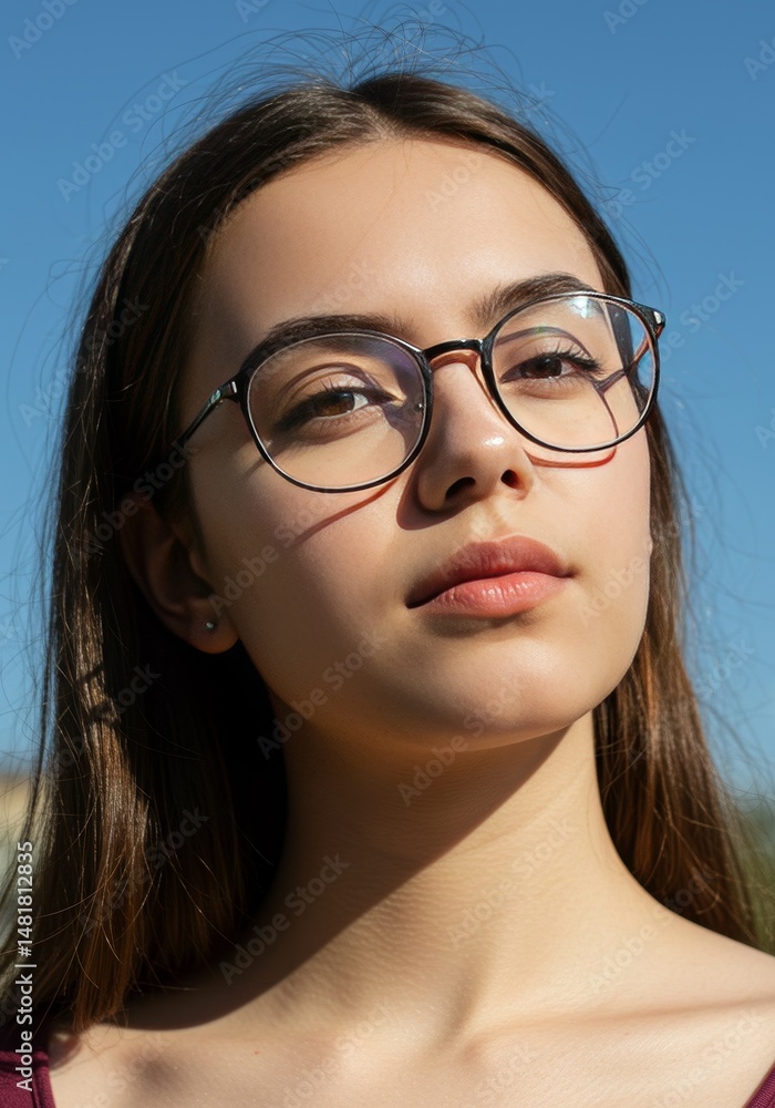 Fototapeta premium Portrait of Young Woman with Glasses Outdoors