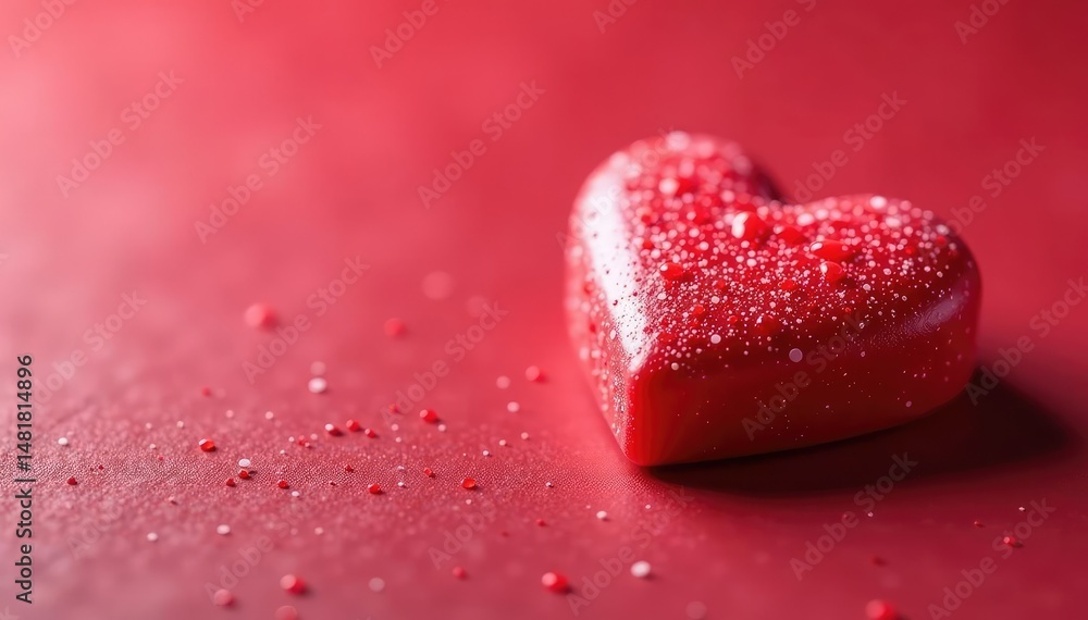 Obraz premium Romantic red heart shaped Valentine's Day candy, close-up view , heart, red, chocolate