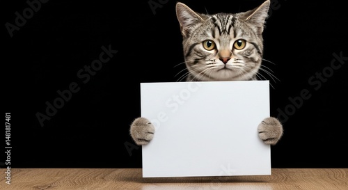 Photo of Tabby Cat Holding ...