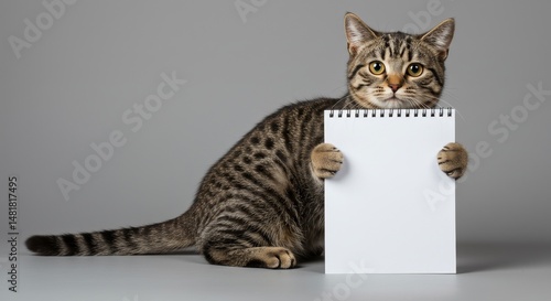 Photo of Tabby Cat Holding ...