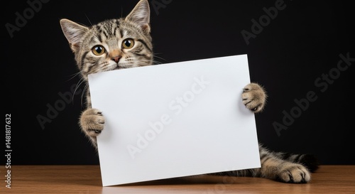 Photo of Tabby Cat Holding ...