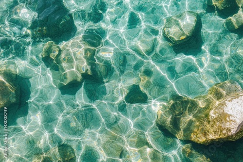 Clear, turquoise water over rocks