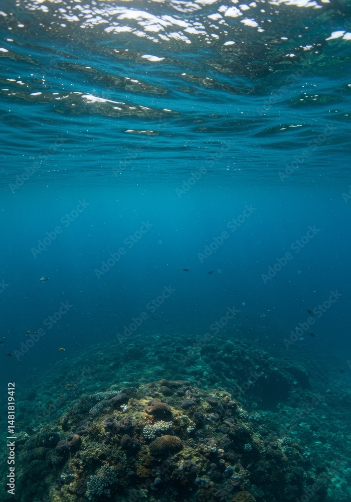 Fototapeta premium Photo Underwater Coral Reef Sunlight