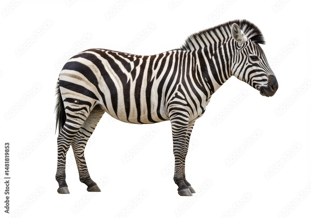Fototapeta premium Photorealistic Zebra Isolated on White Background