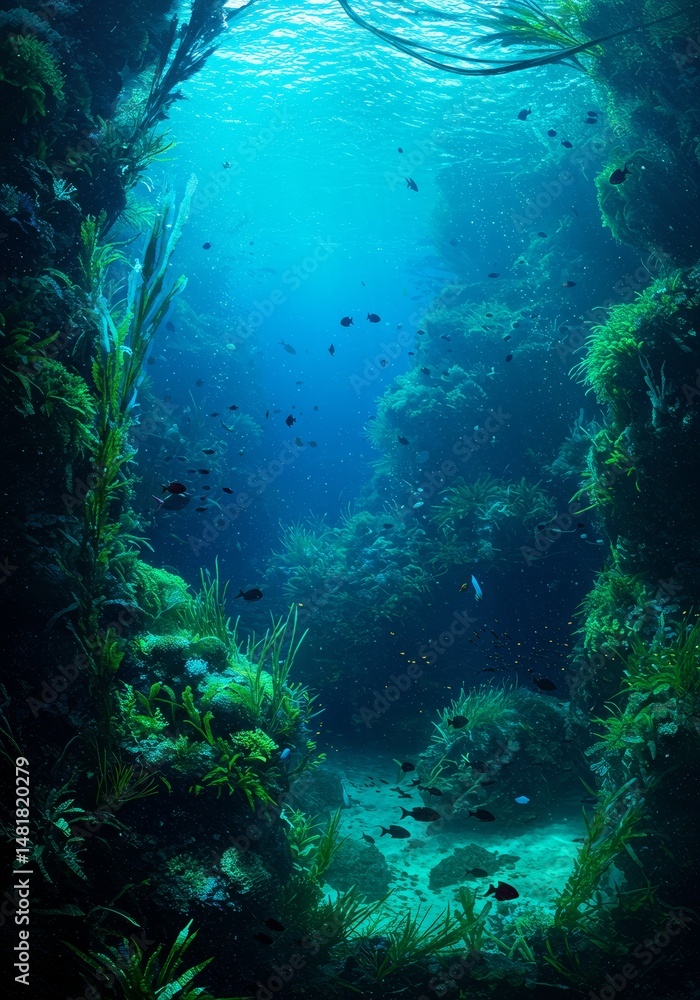 Fototapeta premium Pixel Art Illustration: Enchanting Underwater Seascape