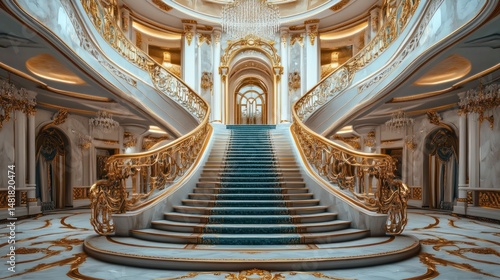 Grand Staircase in Opulent Palace: A Majestic Architectural Marvel
