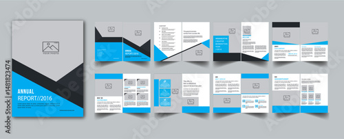 Annual Report Brochure Template layout cover page with 16 page design concept Accents	
