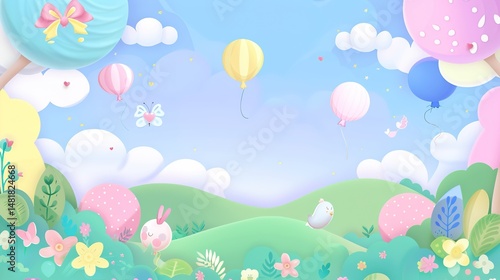 Dive into a Whimsical Wonderland with Children's Day Cartoon Balloon Backgrounds! These vibrant and playful backdrops are designed to infuse every Children's Day project with joy, color, and the magic