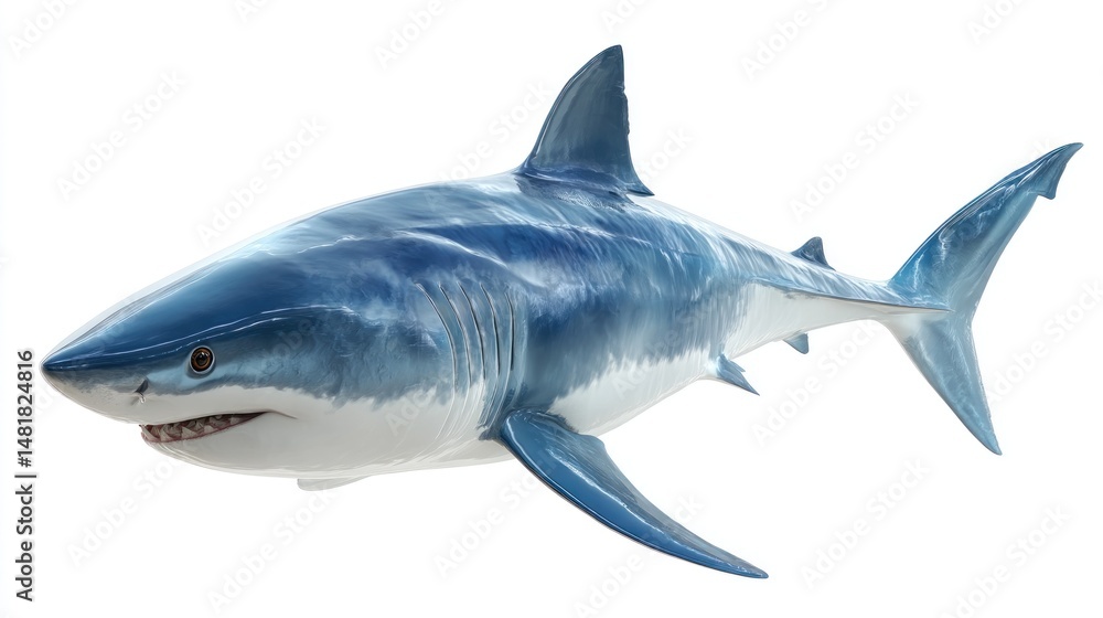 Fototapeta premium Great white shark, isolated on white background