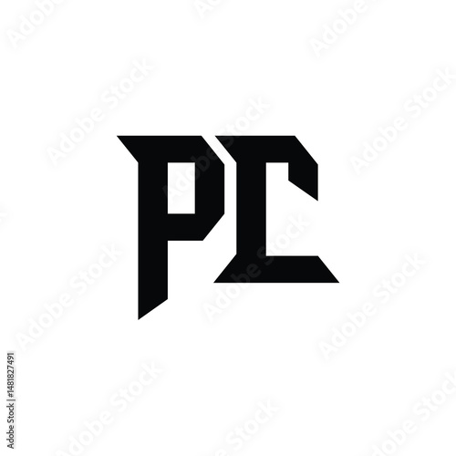PC monogram logo design letter text name symbol monochrome logotype alphabet character simple logo