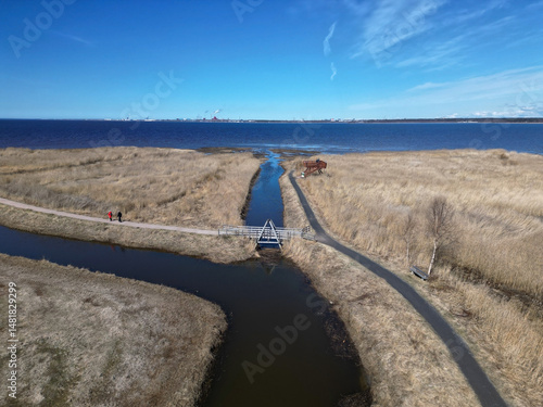 Coastline aerial view scenery in Vihiluoto, Kempele Finland