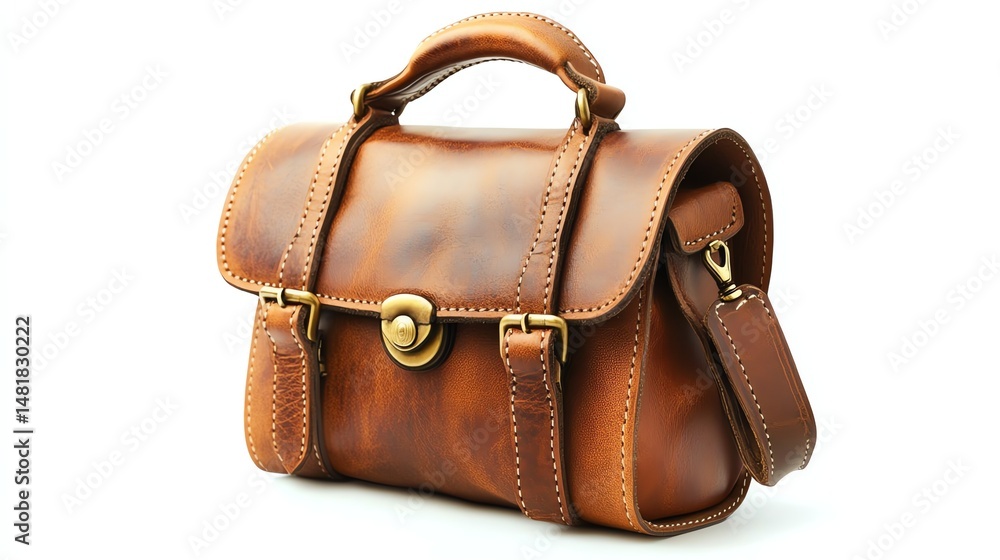 A stylish, light-colored leather handbag is prominently displayed against a clean white background. A stylish, light-colored leather handbag is prominently displayed against a clean white background.