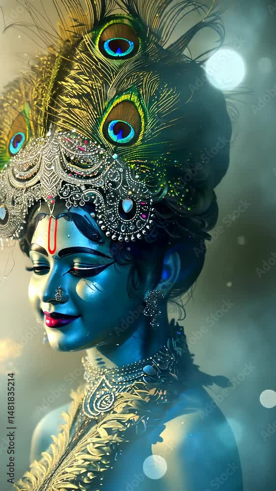 Mystical vision: Krishna video, Vishnu incarnation, celestial force, sacred mythology, divine being, Hindu lore, revered essence, spiritual legacy, eternal truth, Yadava ruler, cosmic power. Mystical vision: Krishna video, Vishnu incarnation, celestial force, sacred mythology, divine being, Hindu lore, revered essence, spiritual legacy, eternal truth, Yadava ruler, cosmic power.