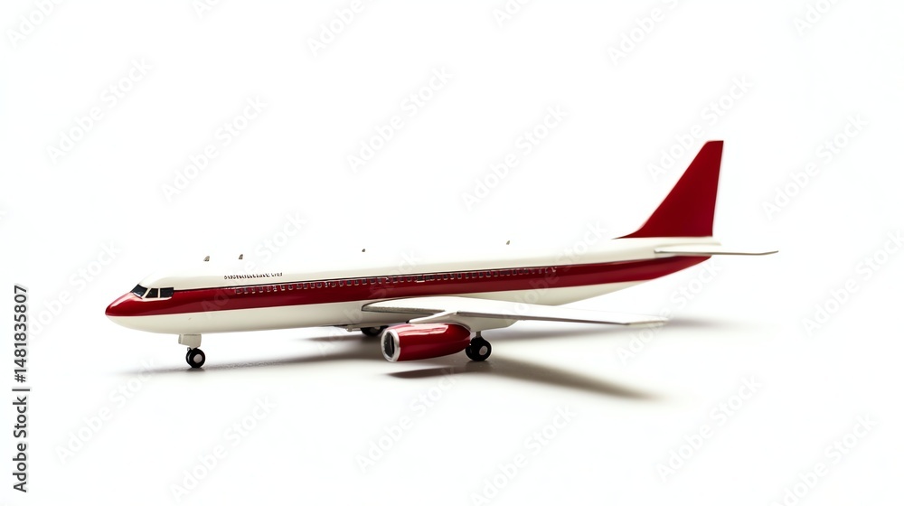 Fototapeta premium A white airplane is prominently displayed against a plain white background.