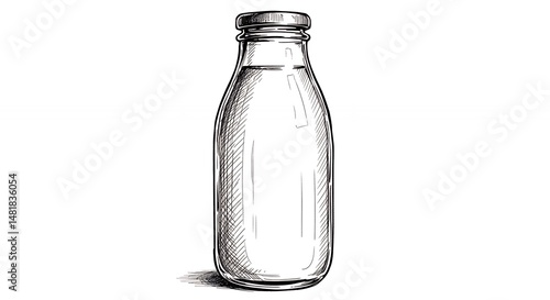 Hand drawn milk bottle illustration