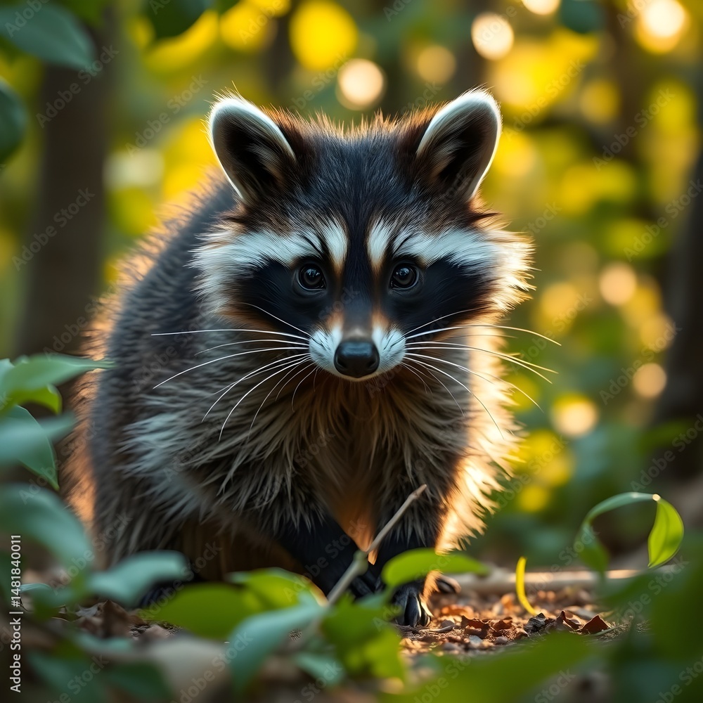 Obraz premium Raccoon in the woods.