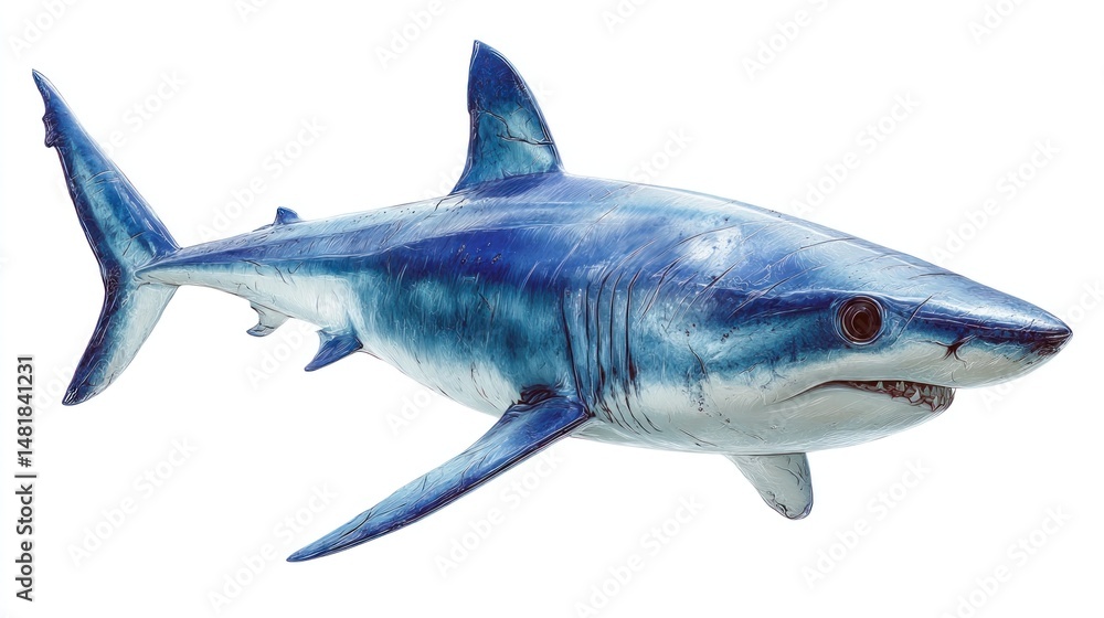 Fototapeta premium Powerful blue shark in profile