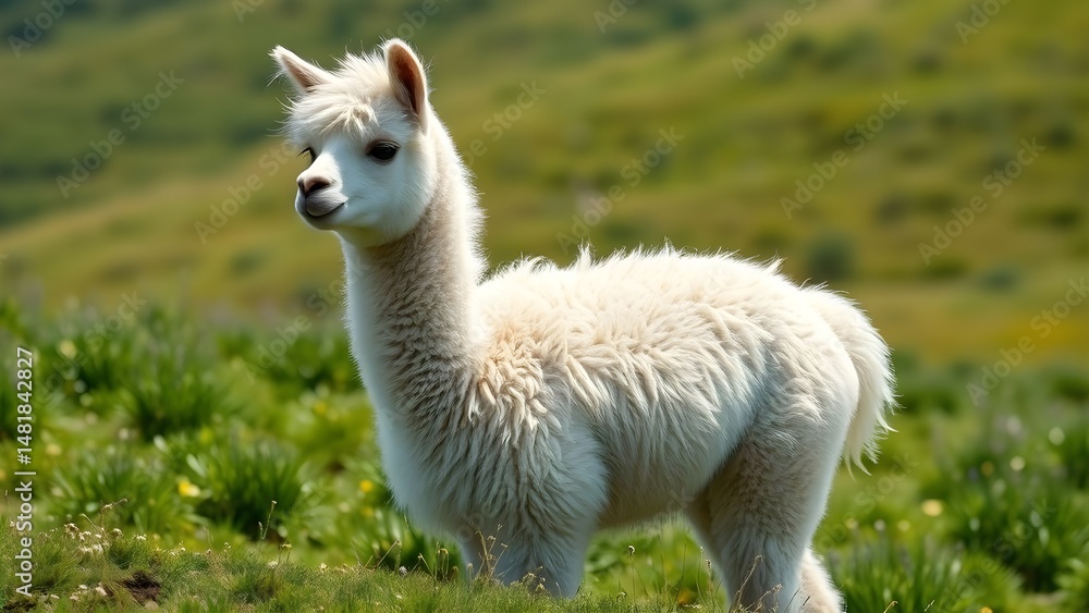 Obraz premium An alpaca in a meadow.