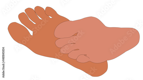 Overlapped female bare feet soles