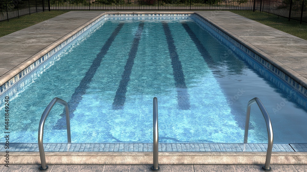 Obraz premium Residential Swimming Pool Blue Water Summer Daytime Relaxation spa sun fun calm cool heat clean